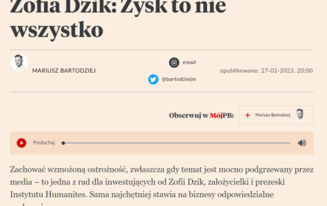 Zofia Dzik o inwestowaniu w wywiadzie dla Pulsu Biznesu