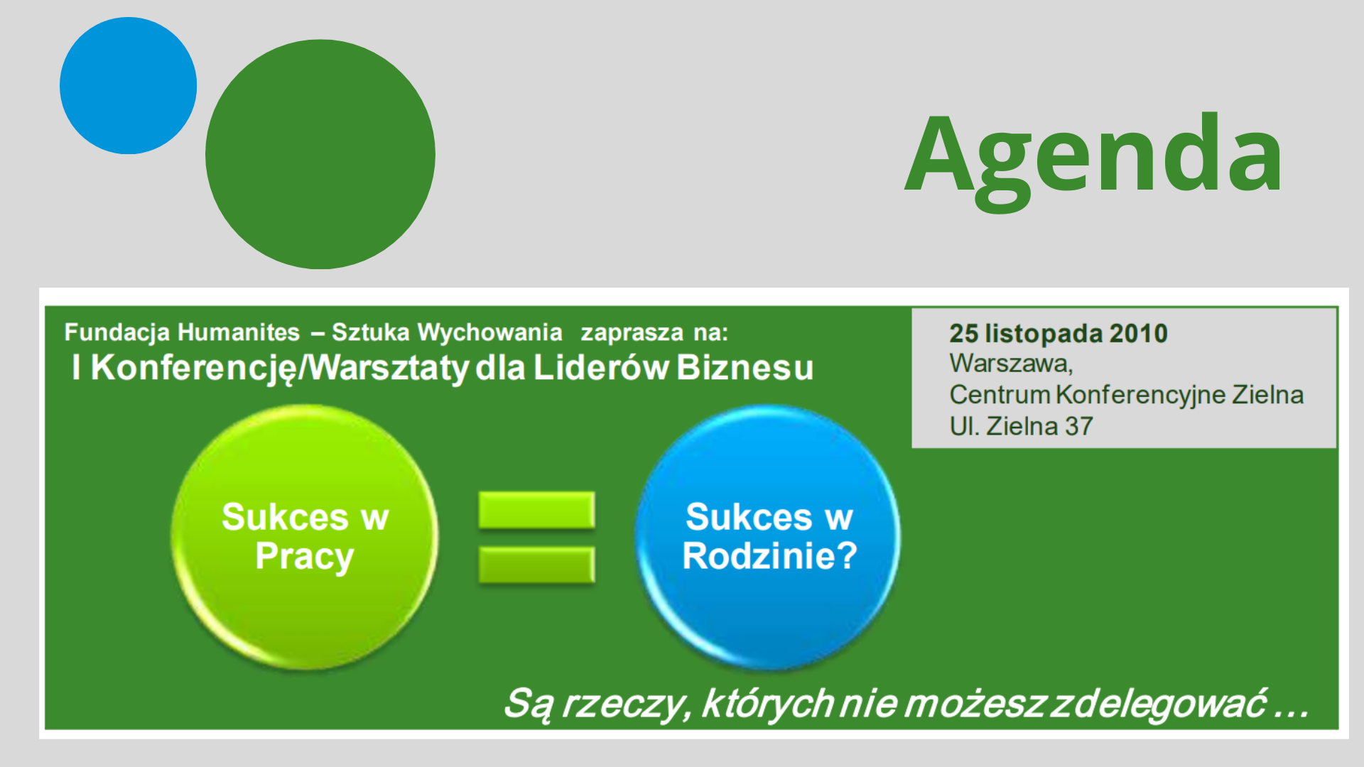 Agenda z I Konferencji dla Liderów Biznesu