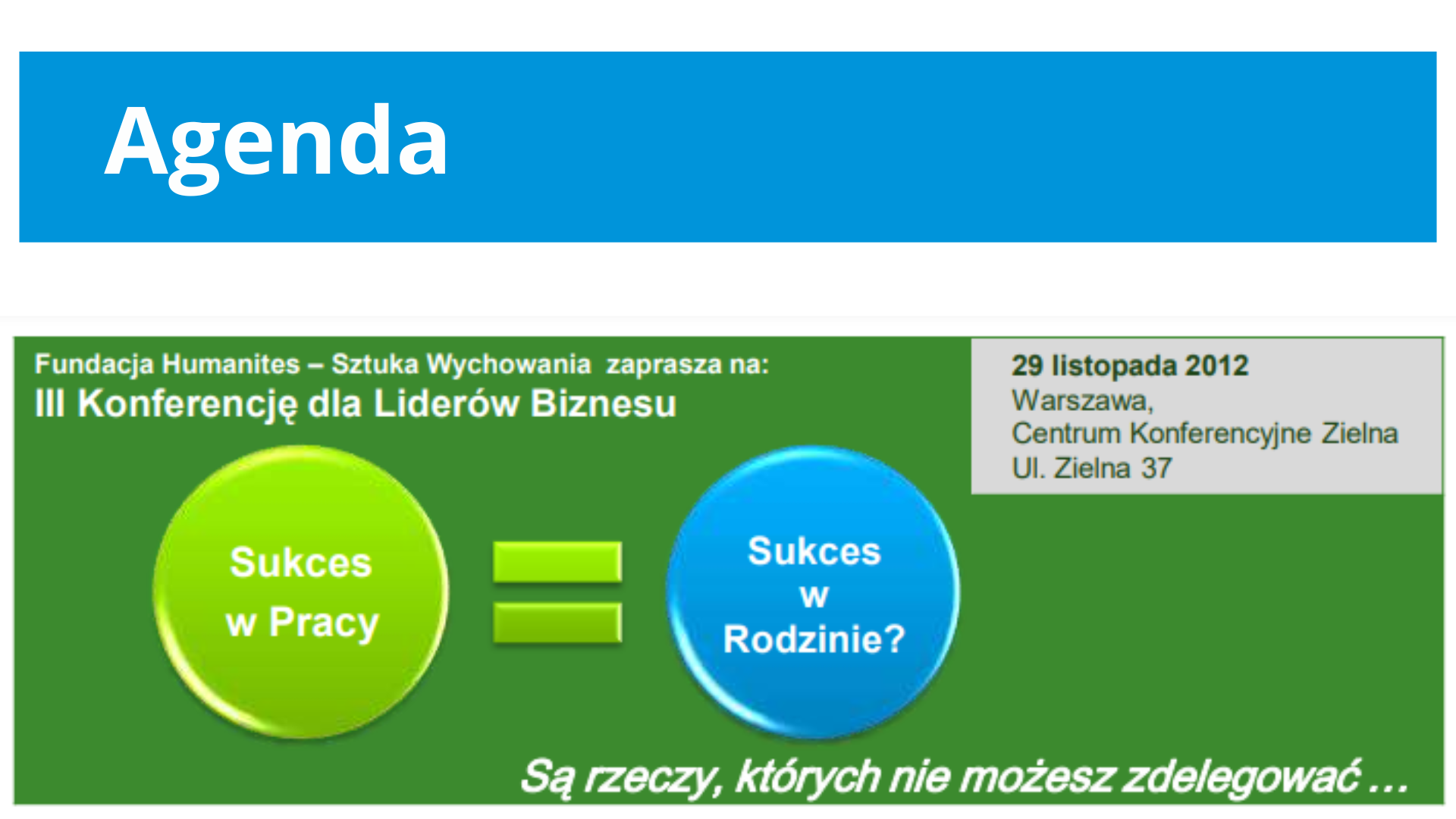 Agenda z III Konferencji dla Liderów Biznesu